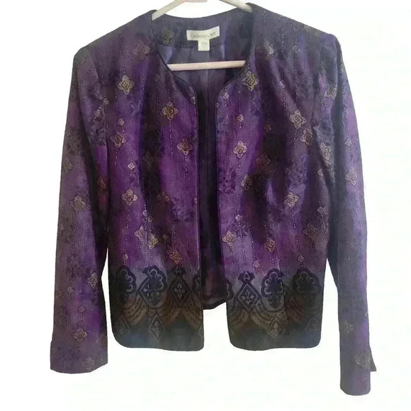 Coldwater Creek Open Front Jacket Blazer Womens Size 6 Purple Festival Design - Picture 1 of 12